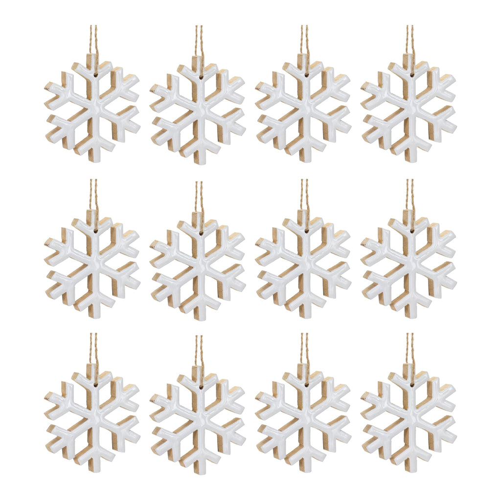 Wood Snowflake Ornament (Set of 12)