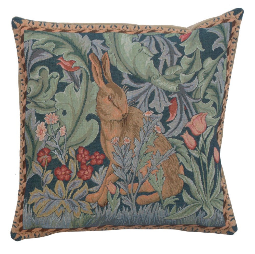 Rabbit as William Morris Left Small French Cushion