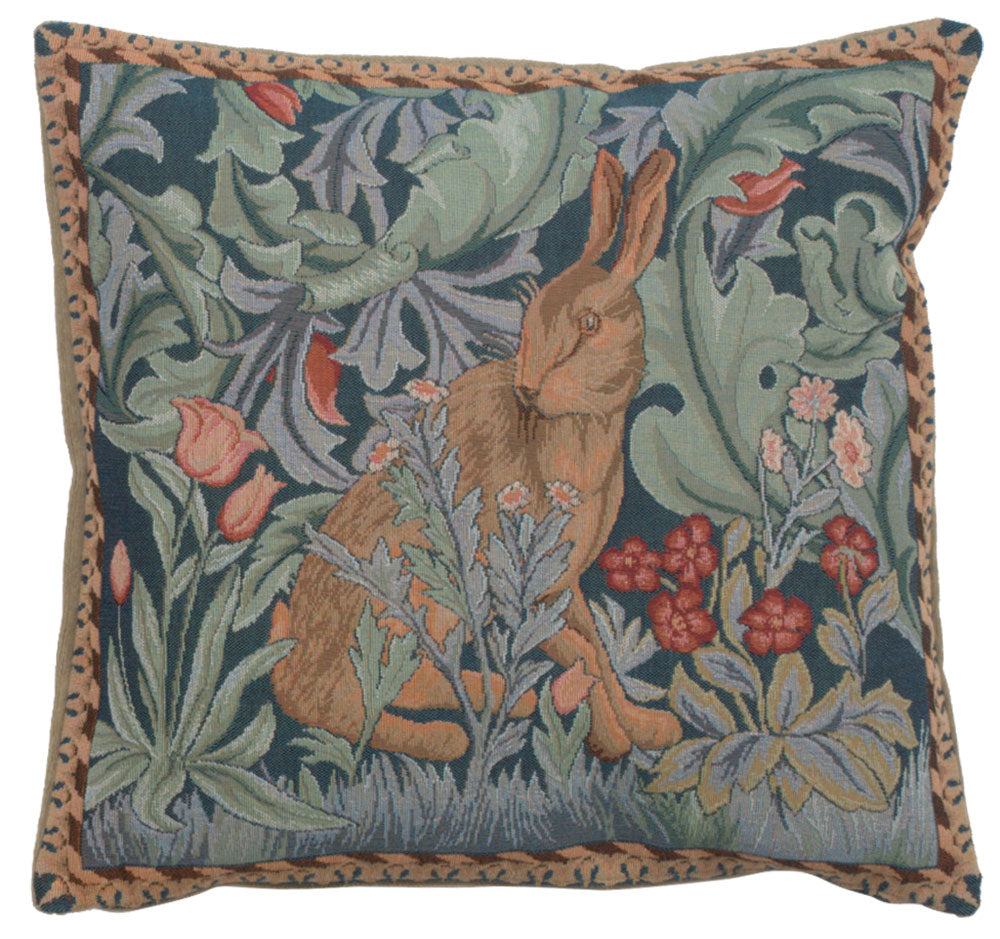 Rabbit As William Morris Right Small French Cushion