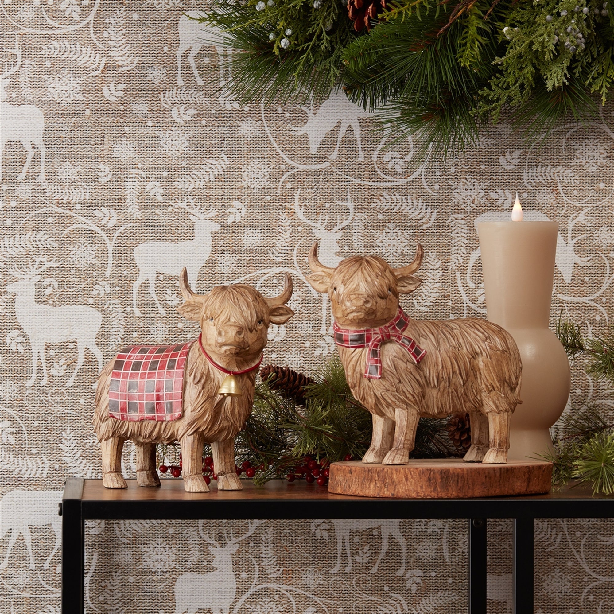 Highland Cow Winter Figurine (Set of 2)