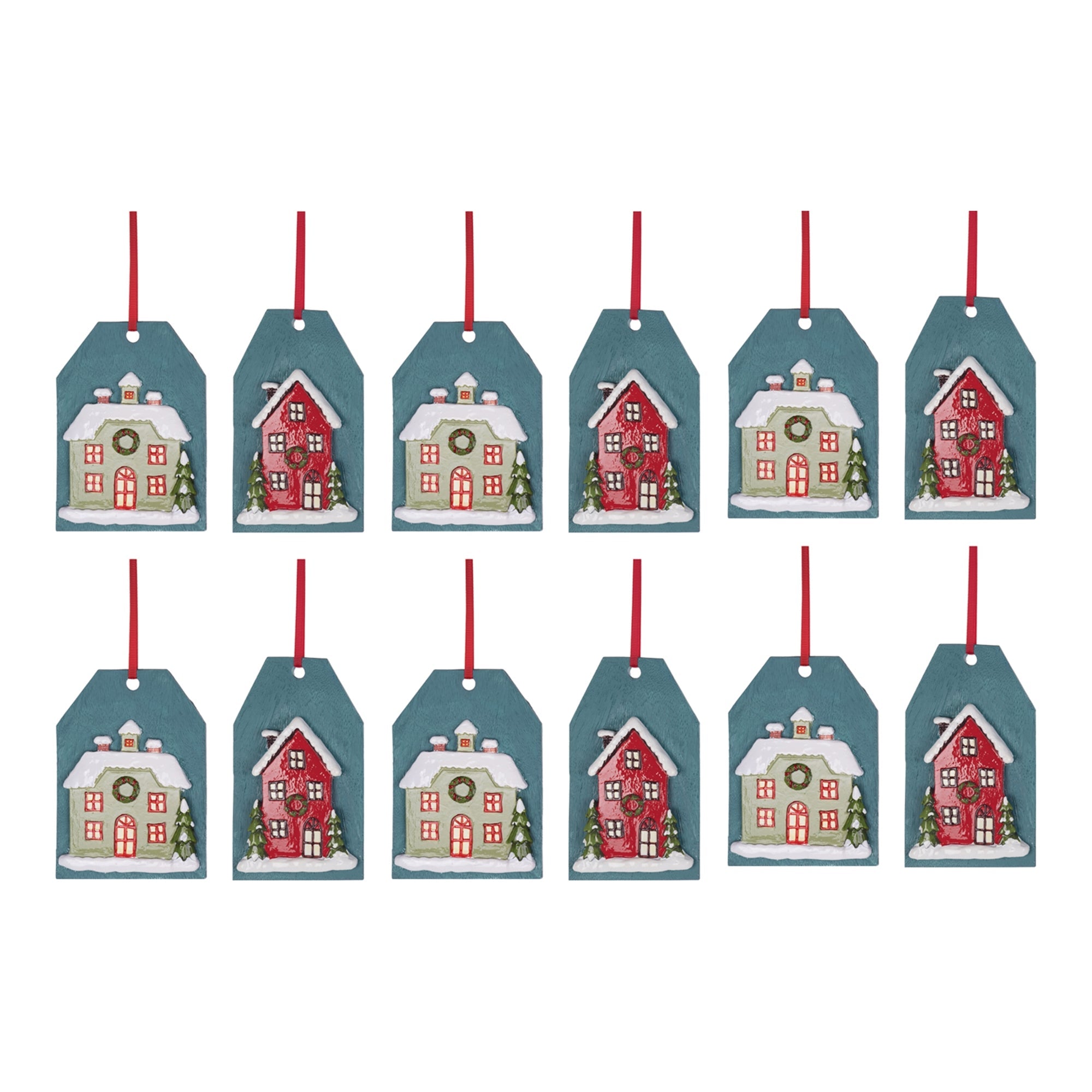 Winter House Tag Ornament (Set of 6)
