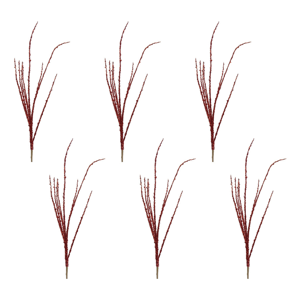 Red Tinsel Branch (Set of 6)