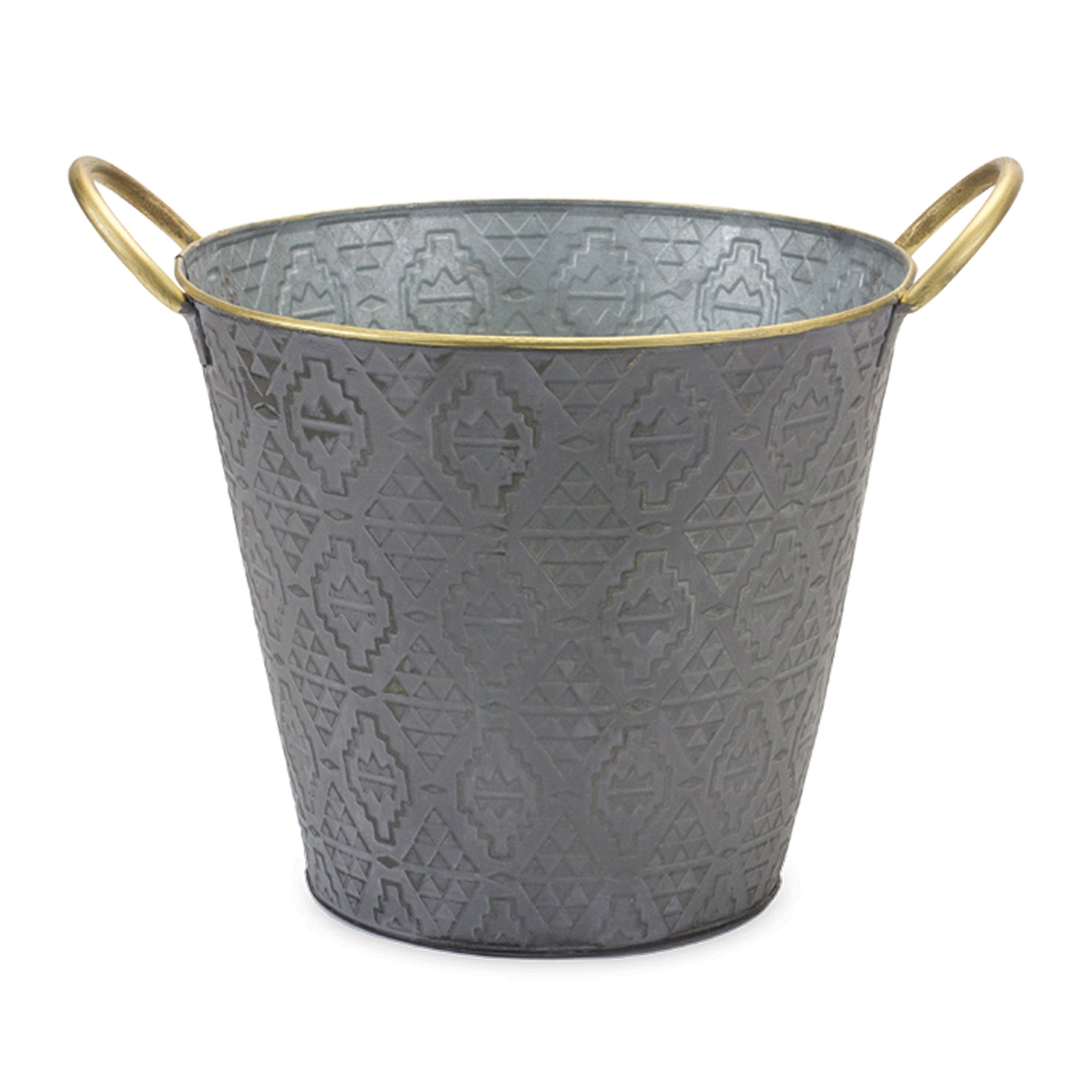 Metal Aztec Pail Planter (Set of 3)