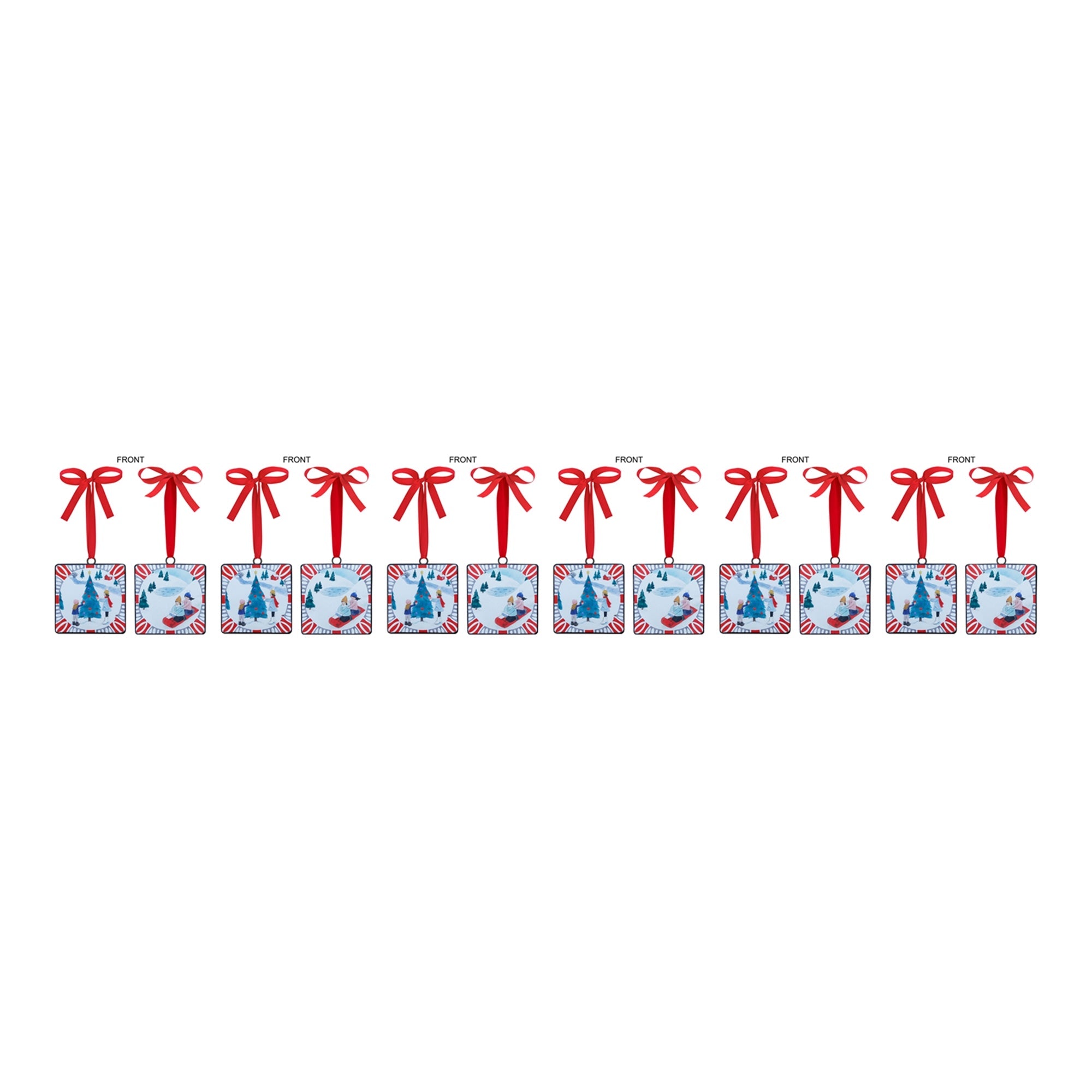 Sledding and Christmas Tree Ornament (Set of 12)