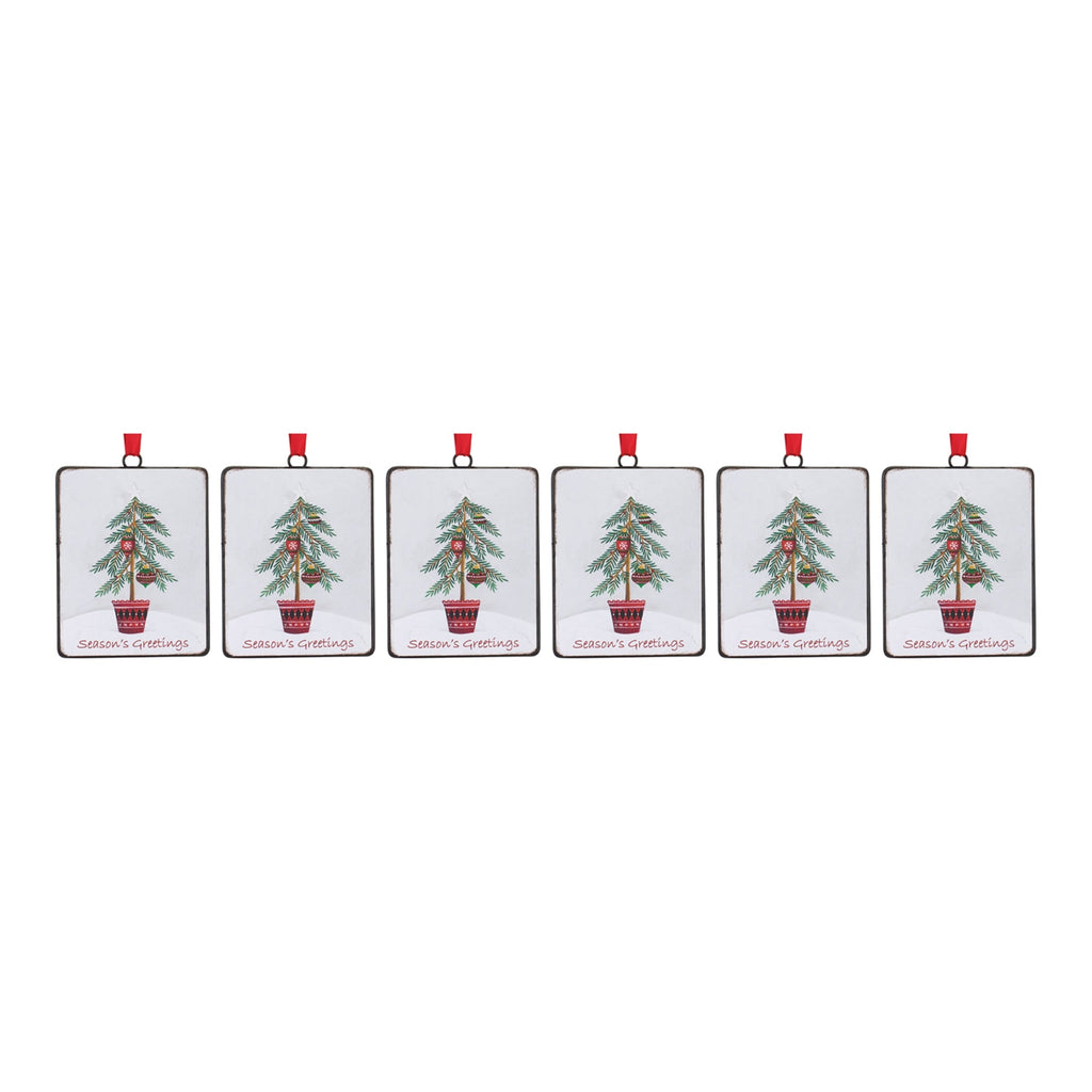 Seasons Greetings Pine Tree Ornament (Set of 12)