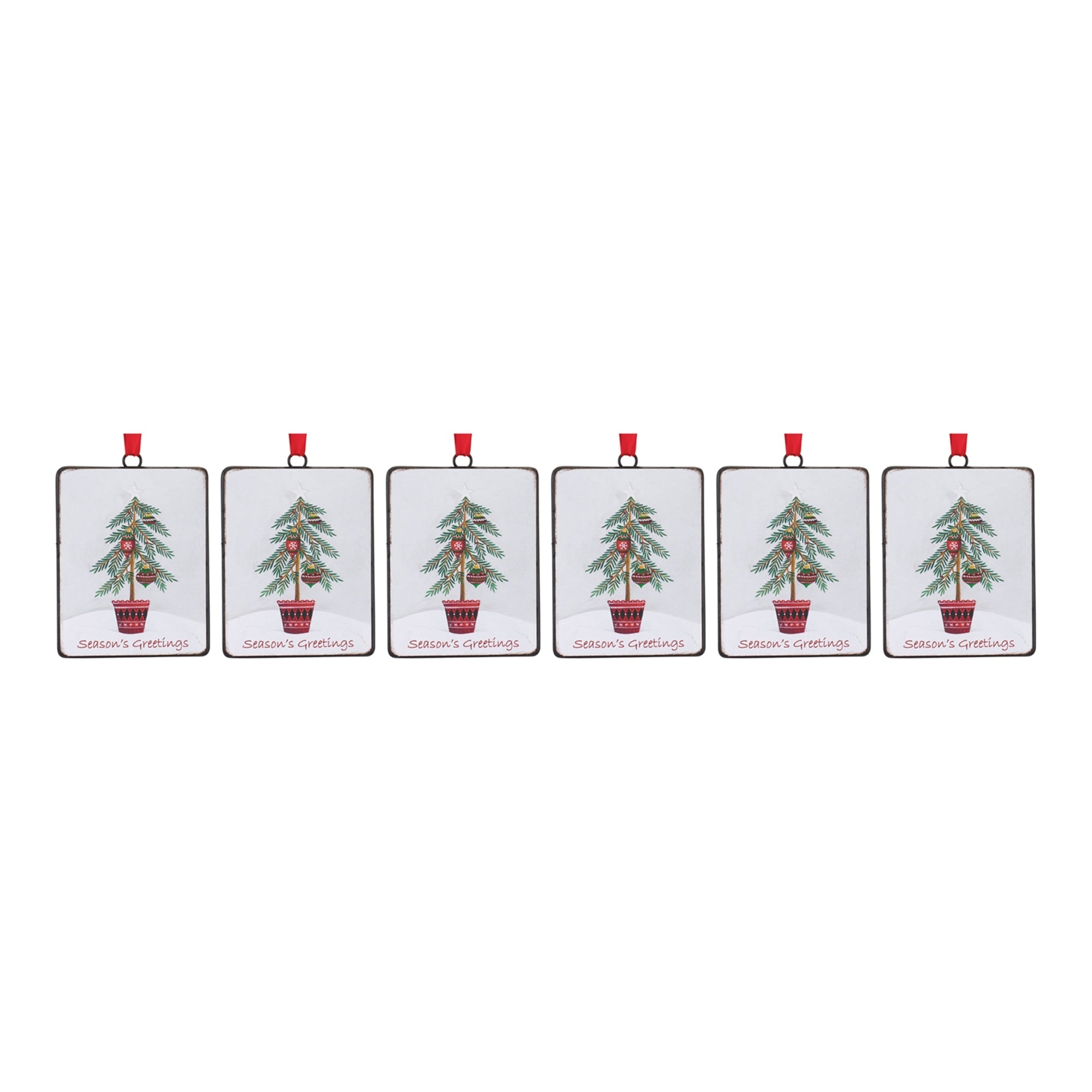 Seasons Greetings Pine Tree Ornament (Set of 12)