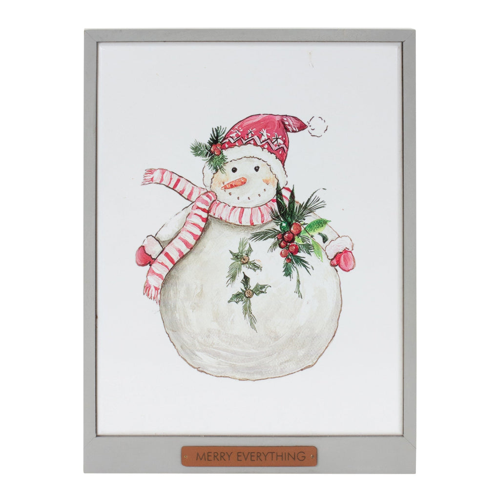 Framed Santa and Snowman Wall Art (Set of 2)