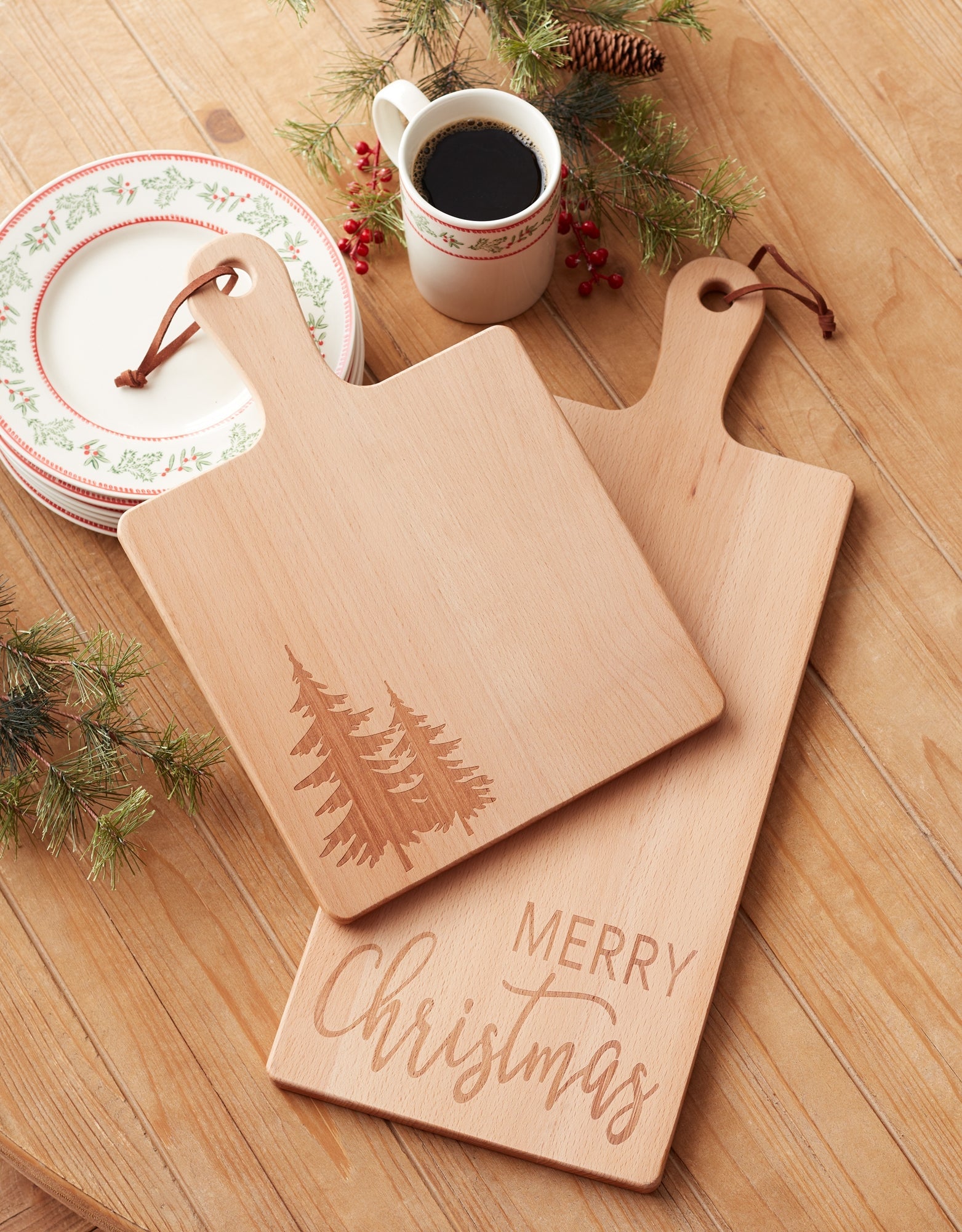 Merry Christmas Pine Tree Cutting Board (Set of 2)