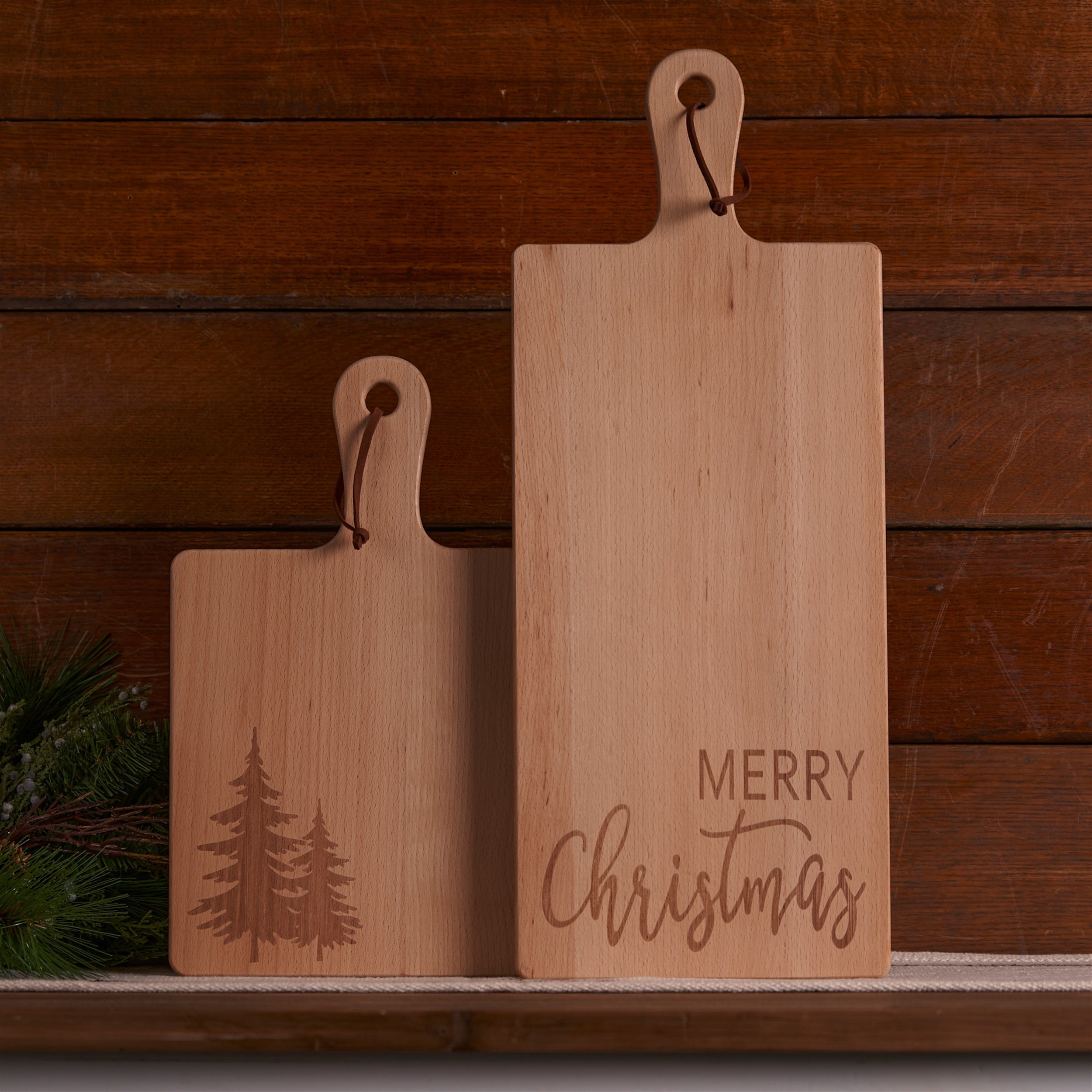 Merry Christmas Pine Tree Cutting Board (Set of 2)
