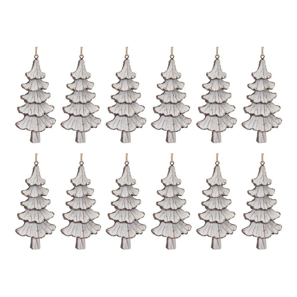 Carved Pine Tree Ornament (Set of 12)