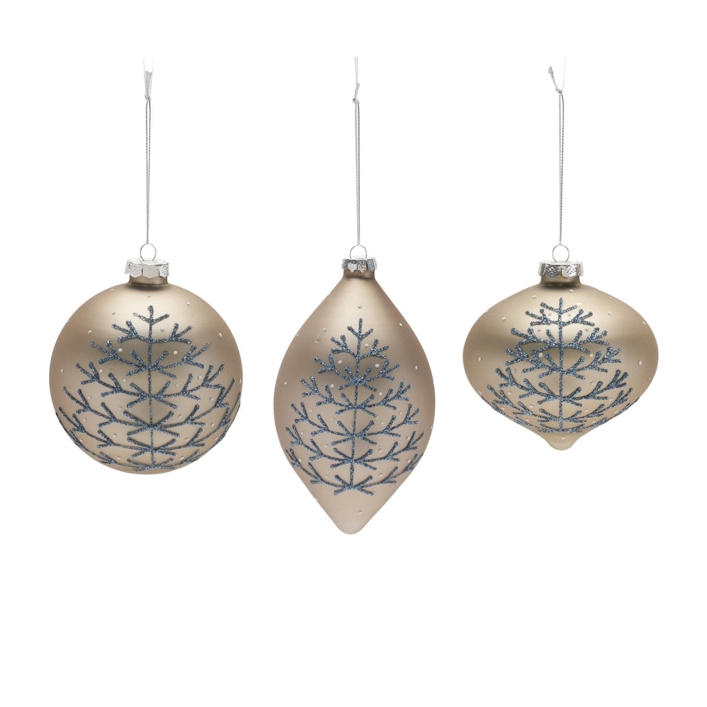 Champagne Glittered Ball Ornament (Set of 6)