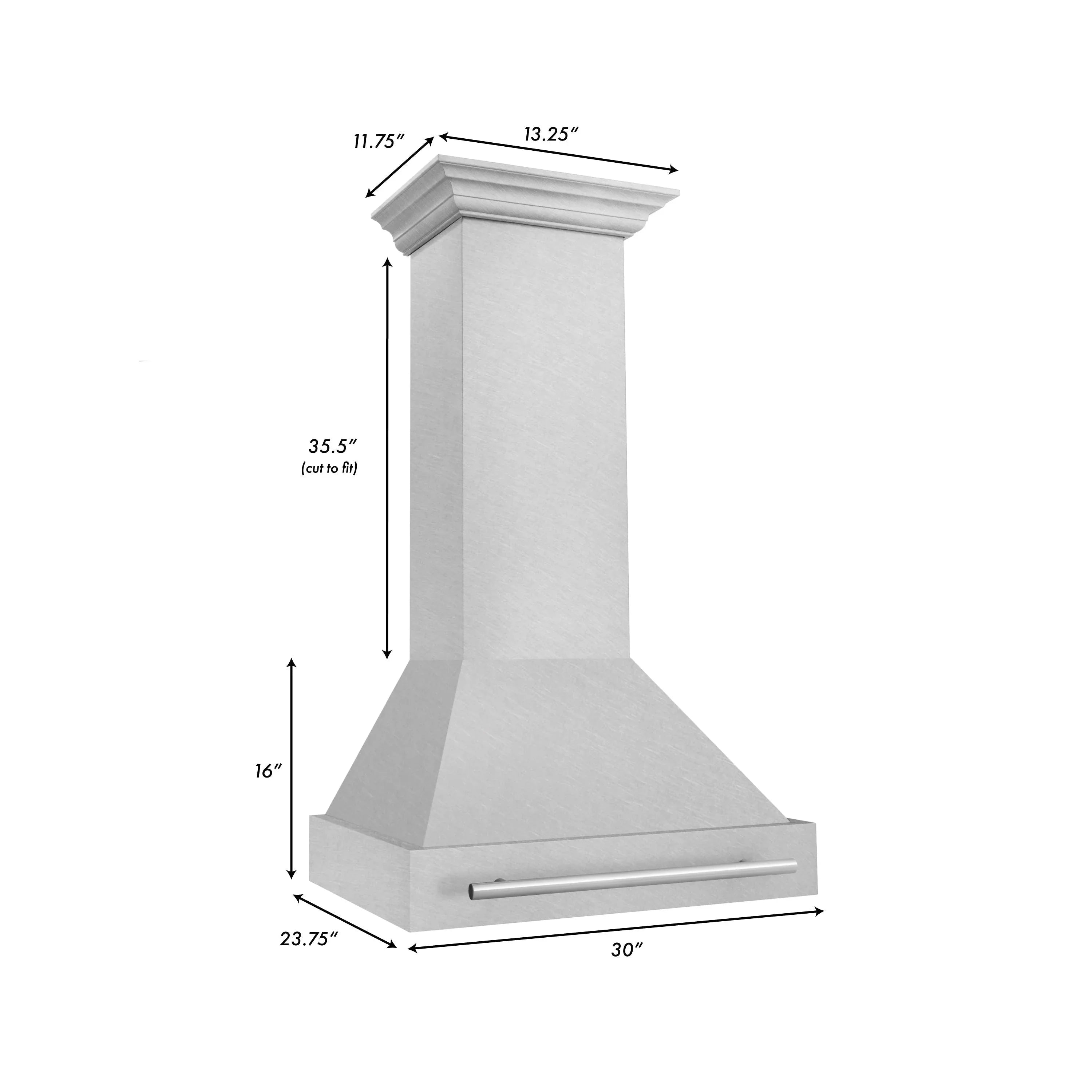 ZLINE 30" DuraSnow® Stainless Steel Range Hood with Color Shell Options 8654SNX-BLM-30