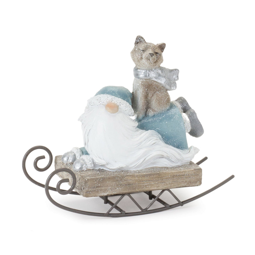 Gnome on Sled Figurine (Set of 2)