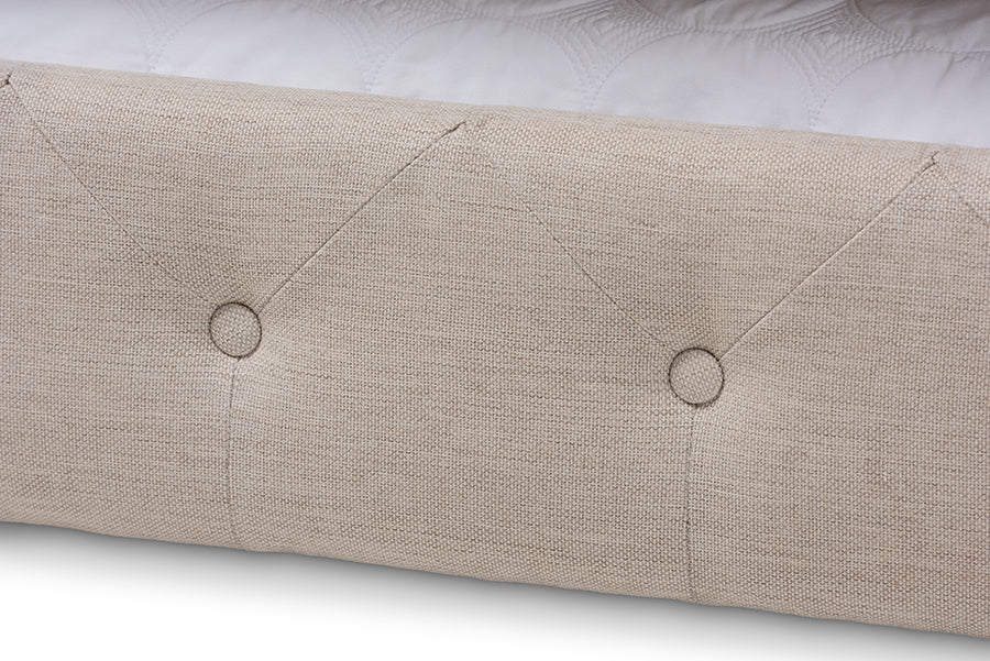 Baxton Studio Anabella Modern and Contemporary Light Beige Fabric Upholstered Queen Size Daybed with Trundle