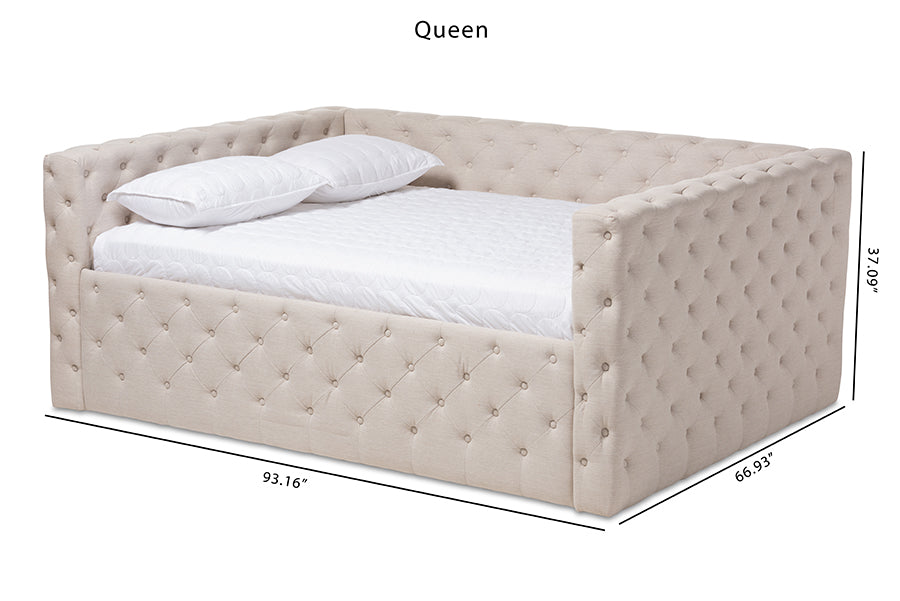 Baxton Studio Anabella Modern and Contemporary Light Beige Fabric Upholstered Queen Size Daybed