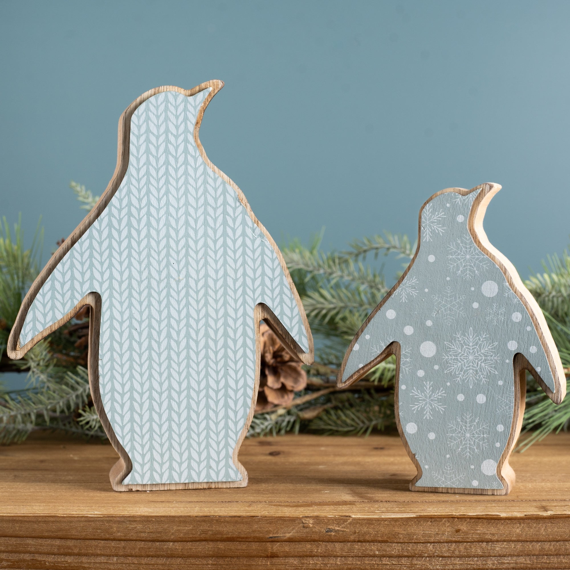 Wood Penguin DŽcor (Set of 2)