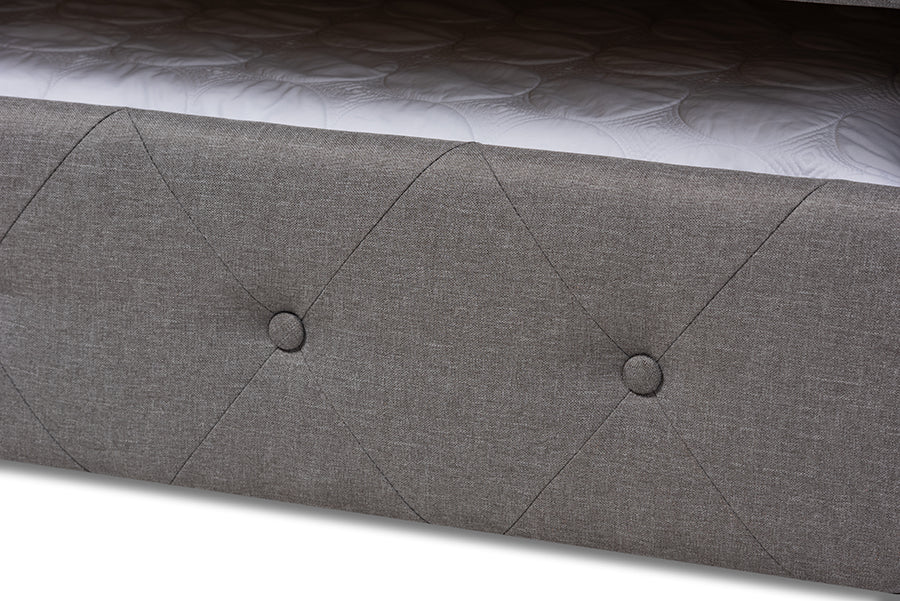 Baxton Studio Alena Modern and Contemporary Grey Fabric Upholstered Queen Size Daybed with Trundle
