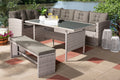 Baxton Studio Eneas Modern and Contemporary Dark Grey Fabric Upholstered and Grey Rattan 3-Piece Outdoor Patio Lounge Corner Sofa Set