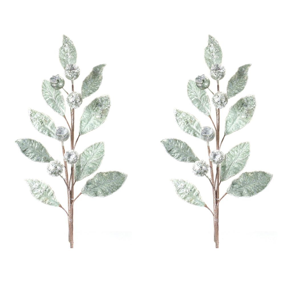 Glittered Pod Leaf Spray (Set of 2)
