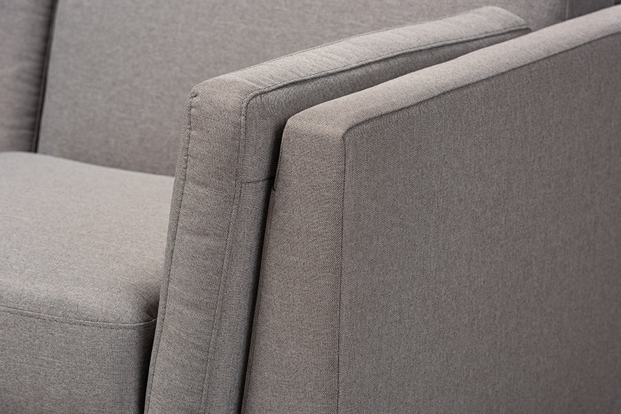 Baxton Studio Sava Mid-Century Modern Grey Fabric Upholstered Walnut Wood 2-Seater Loveseat