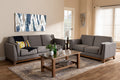 Baxton Studio Sava Mid-Century Modern Grey Fabric Upholstered Walnut Wood 2-Piece Living Room Set