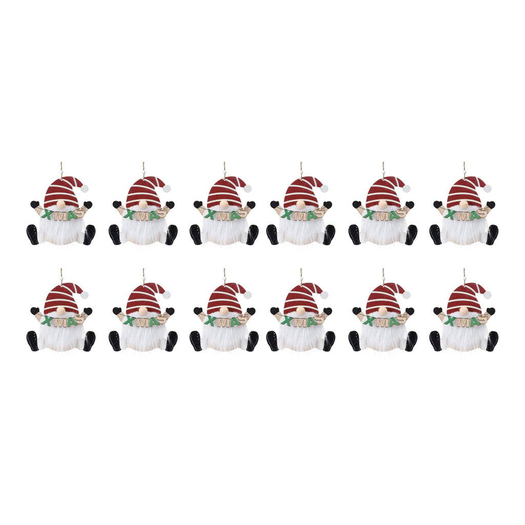 Wood Gnome Ornament (Set of 12)
