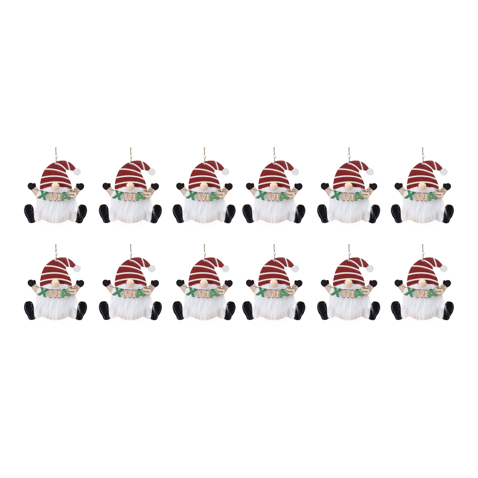 Wood Gnome Ornament (Set of 12)