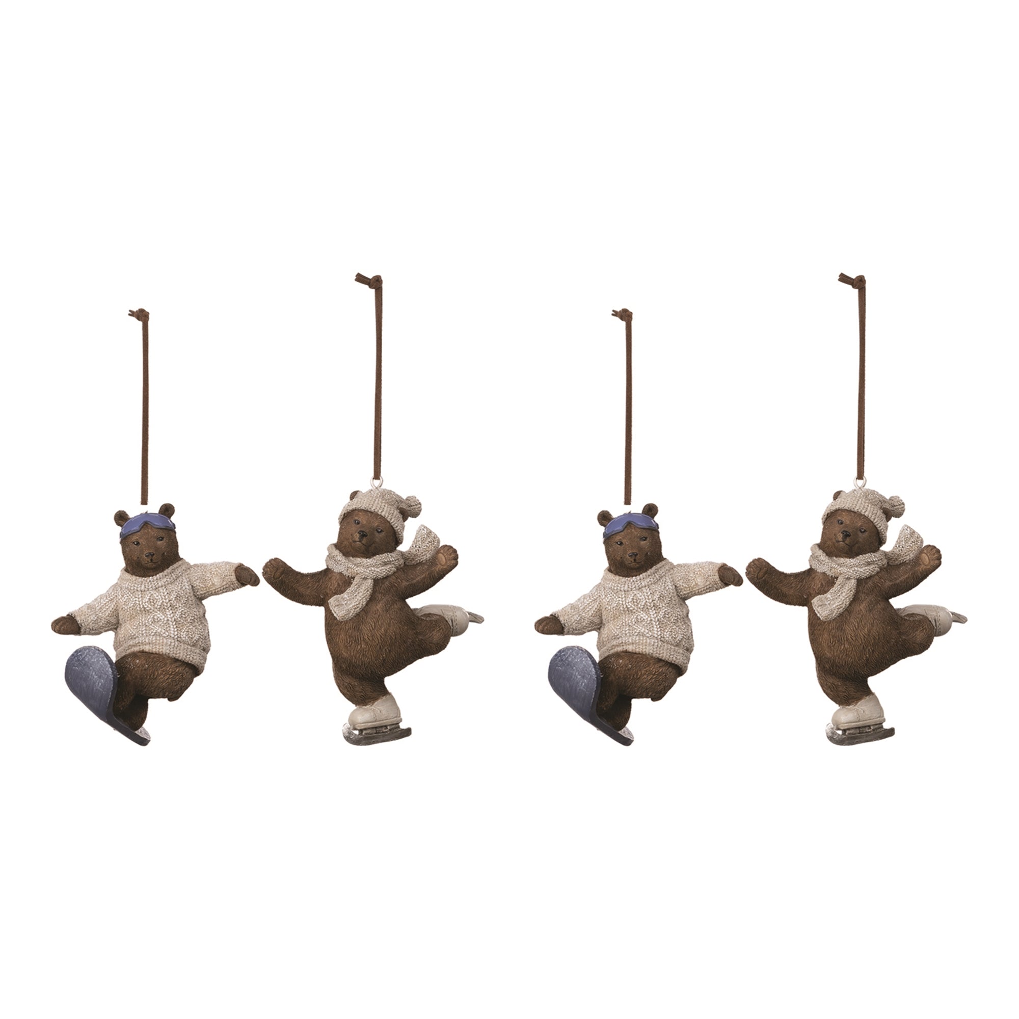 Skate and Snowboard Bear Ornament (Set of 4)