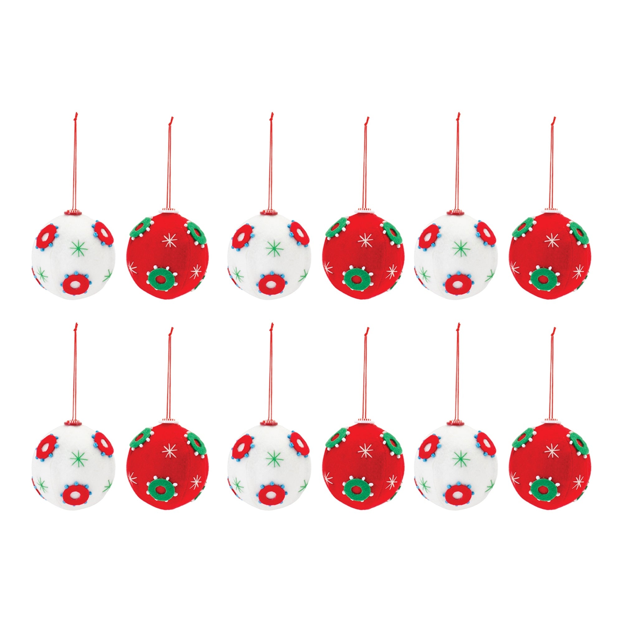 Whimsical Fabric Ball Ornament (Set of 12)