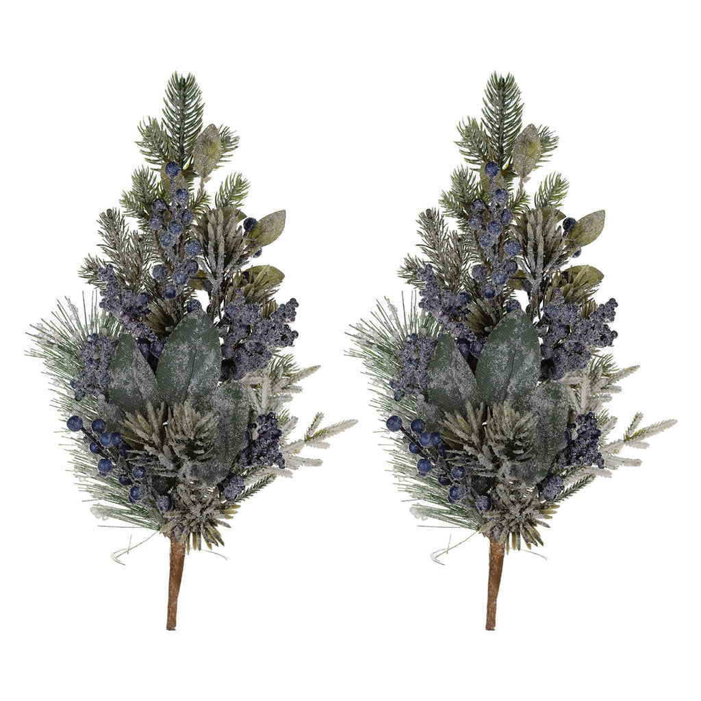 Frosted Blueberry Pine Spray (Set of 2)