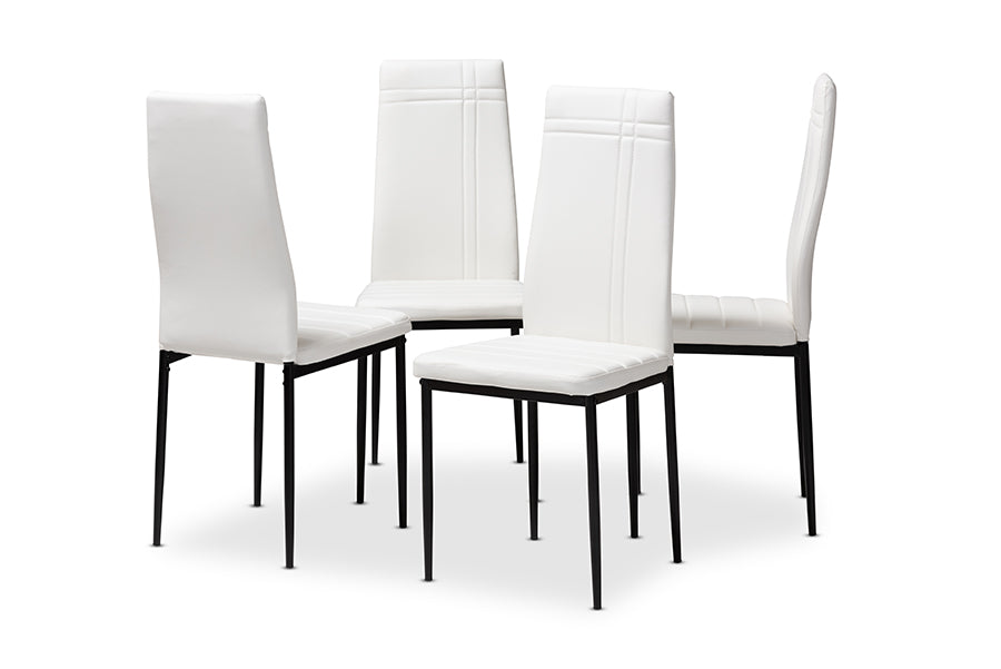 Baxton Studio Matiese Modern and Contemporary White Faux Leather Upholstered Dining Chair (Set of 4)