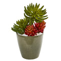 17" Mixed Succulent Artificial Plant in Decorative Planter