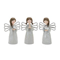 Floral Etched Angel Figurine (Set of 3)