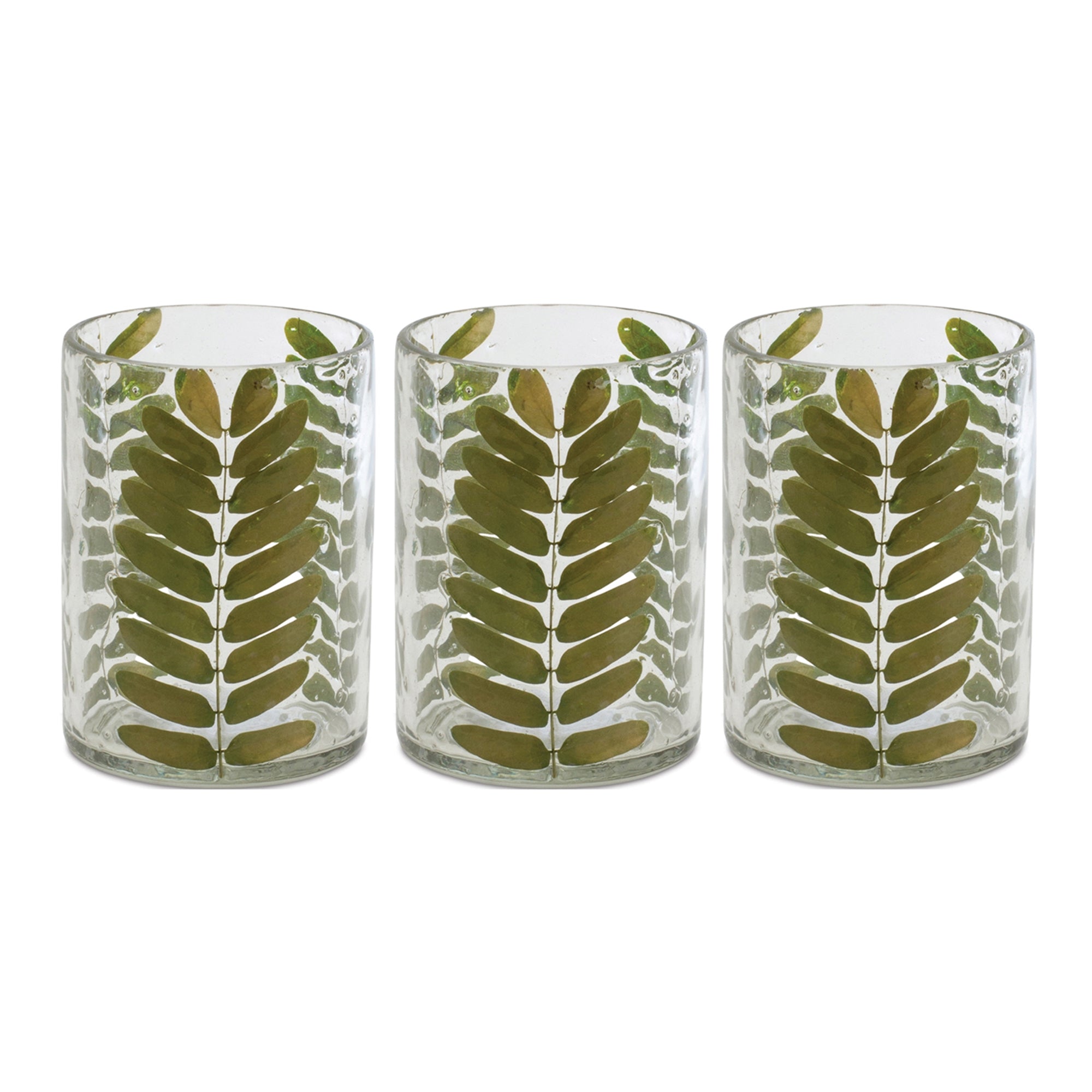 Dried Leaf Glass Candle Holder (Set of 3)