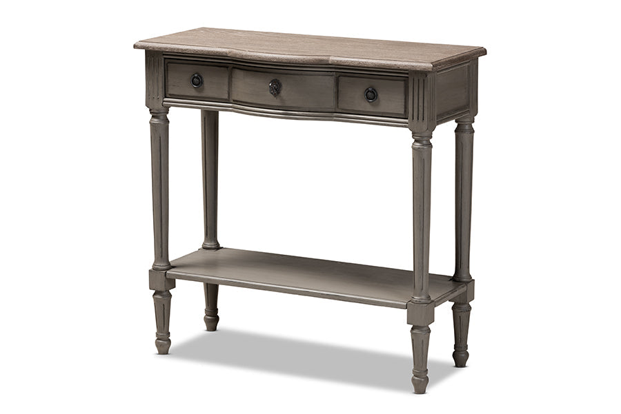 Baxton Studio Noelle French Provincial Gray Finished 1-Drawer Wood Console Table