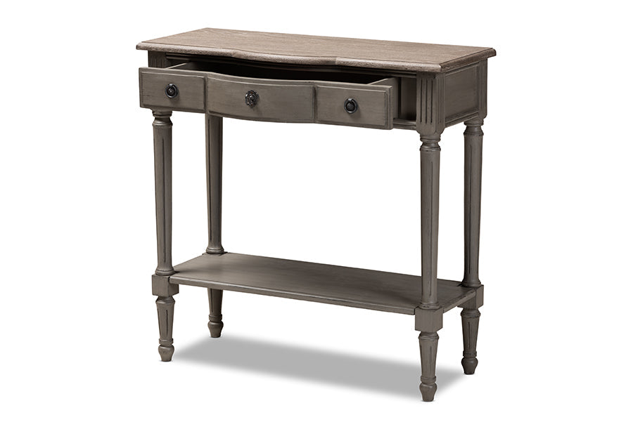 Baxton Studio Noelle French Provincial Gray Finished 1-Drawer Wood Console Table
