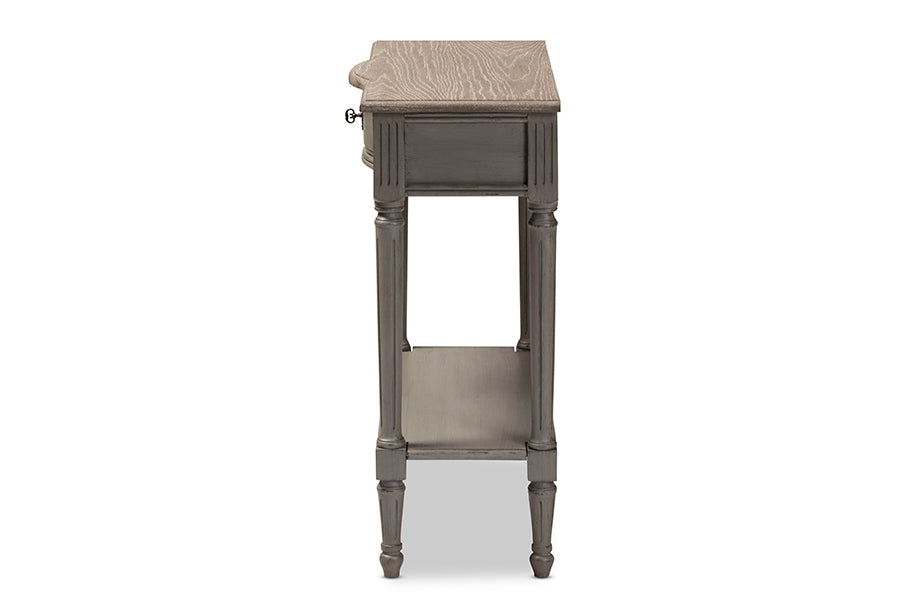 Baxton Studio Noelle French Provincial Gray Finished 1-Drawer Wood Console Table