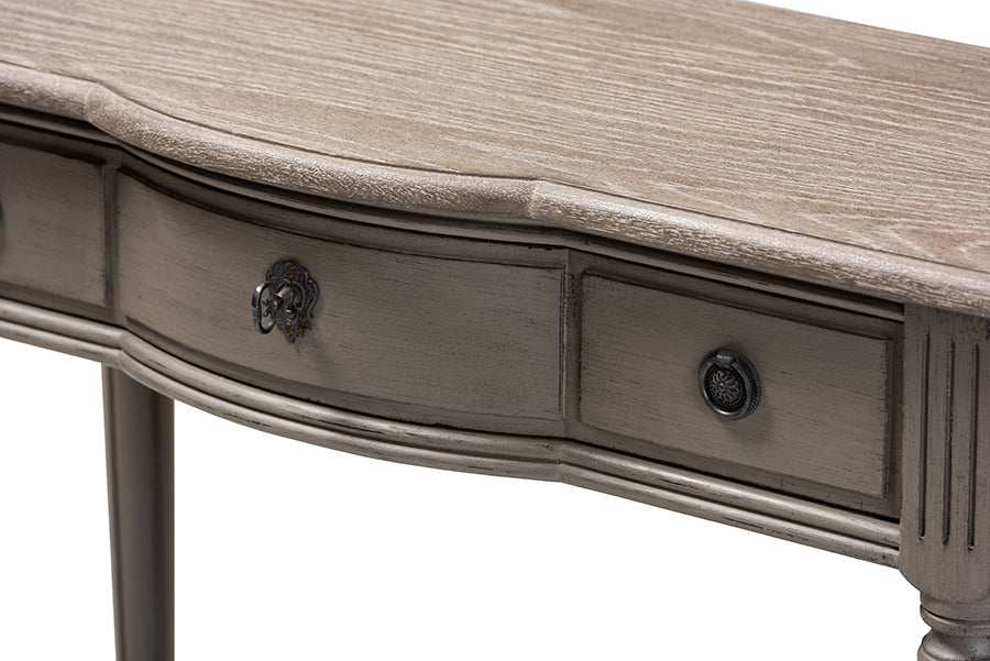Baxton Studio Noelle French Provincial Gray Finished 1-Drawer Wood Console Table