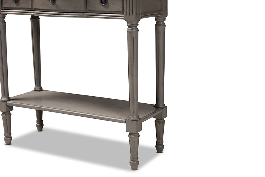 Baxton Studio Noelle French Provincial Gray Finished 1-Drawer Wood Console Table