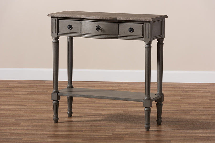 Baxton Studio Noelle French Provincial Gray Finished 1-Drawer Wood Console Table