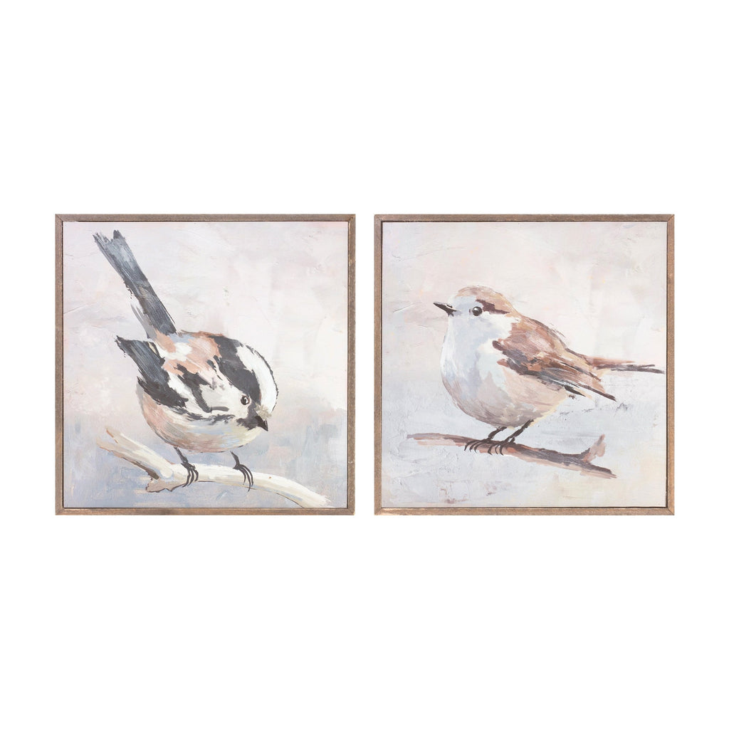 Framed Bird Canvas Block (Set of 2)