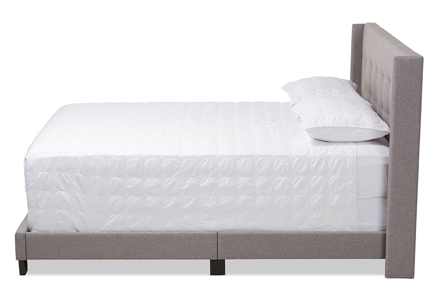 Baxton Studio Lisette Modern and Contemporary Grey Fabric Upholstered Queen Size Bed