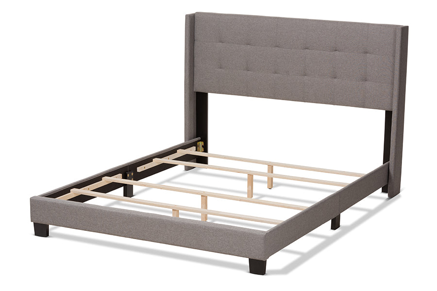 Baxton Studio Lisette Modern and Contemporary Grey Fabric Upholstered Queen Size Bed