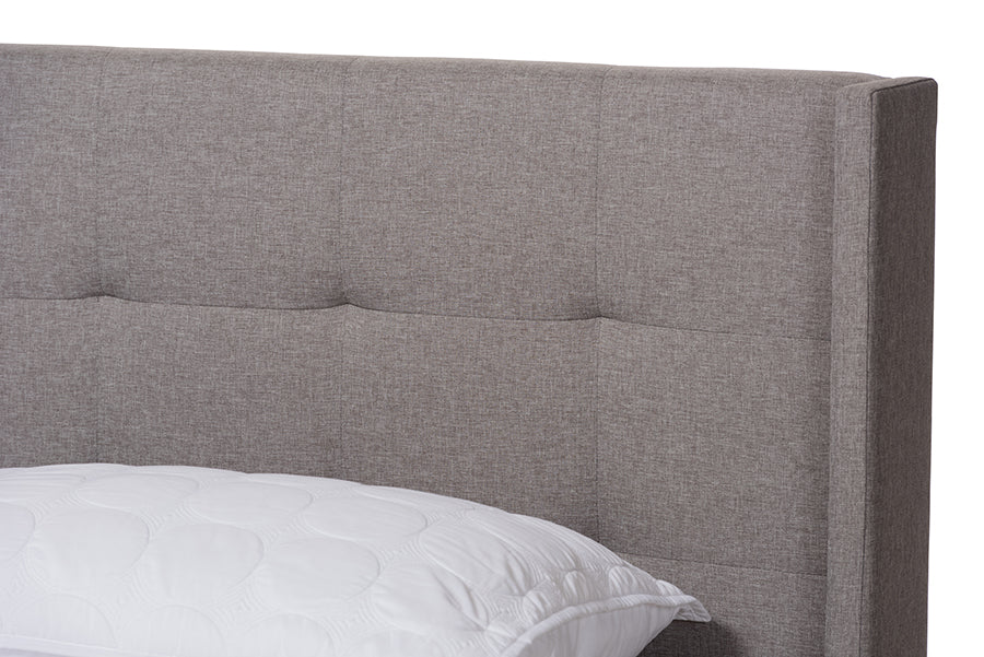 Baxton Studio Lisette Modern and Contemporary Grey Fabric Upholstered Queen Size Bed