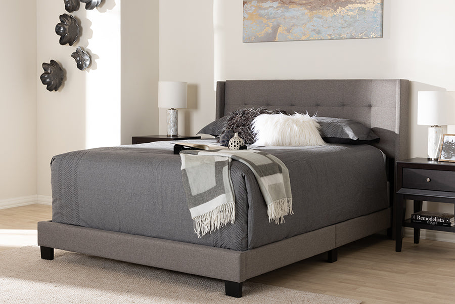 Baxton Studio Lisette Modern and Contemporary Grey Fabric Upholstered Queen Size Bed