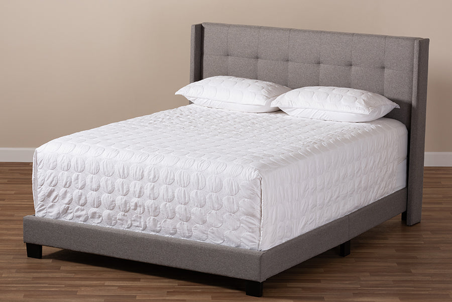 Baxton Studio Lisette Modern and Contemporary Grey Fabric Upholstered King Size Bed