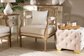 Baxton Studio Clemence French Provincial Ivory Fabric Upholstered Whitewashed Wood Armchair