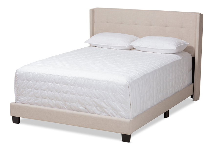 Baxton Studio Lisette Modern and Contemporary Beige Fabric Upholstered Queen Size Bed