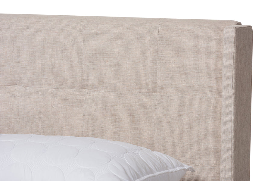 Baxton Studio Lisette Modern and Contemporary Beige Fabric Upholstered Queen Size Bed