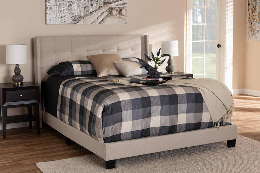 Baxton Studio Lisette Modern and Contemporary Grey Fabric Upholstered King Size Bed
